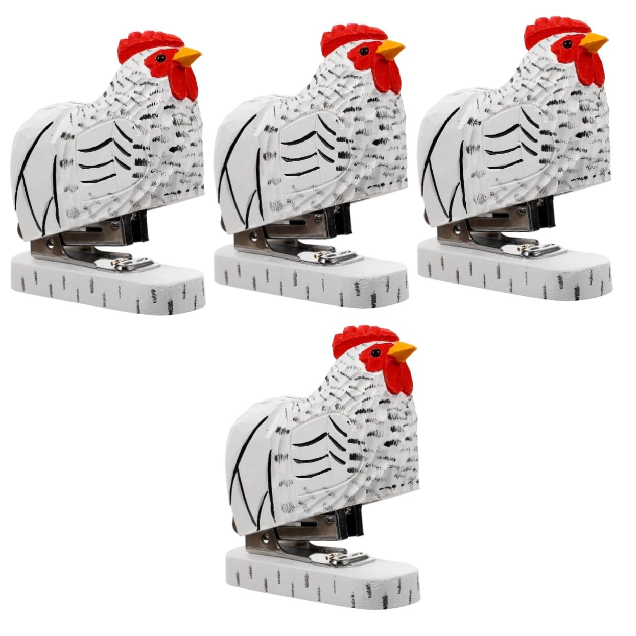 Uonlytech 4 Pezzi Stapler Gage Cucitrice Piccola Strumento Di Pinzatura Del Libro Cartone Animato Cucitrice Di Carta Giocattolo Pollo Dovere Ufficio Cartoleria Di Legno