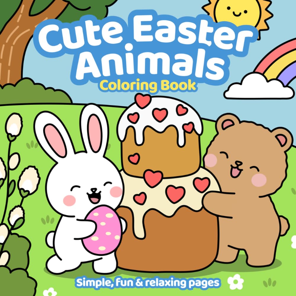 Cute Easter animals: Simple, fun & relaxing pages
