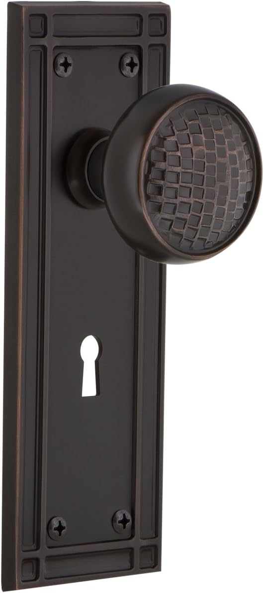 Nostalgic Warehouse Mission Plate with Keyhole Single Dummy Craftsman Door Knob in Timeless Bronze