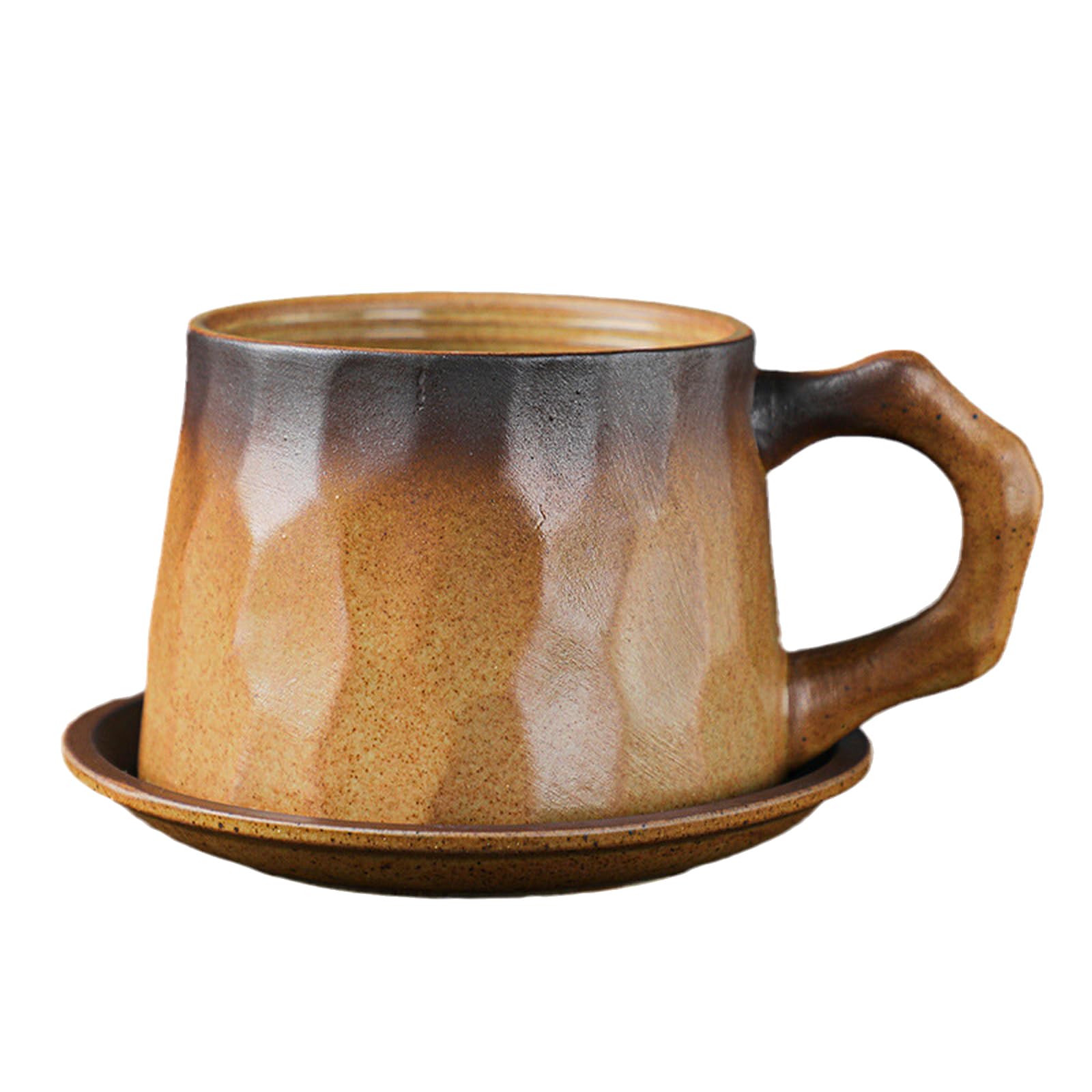 CAPIJIONG 240ml Stripe Ceramic Coffee Mug - Gold Horse Design, Thick Rim, Microwave & Dishwasher Safe - View #6