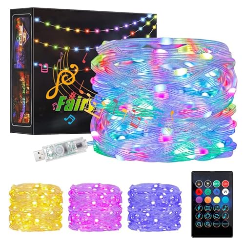 ACADGQ Guirlande Lumineuse,32.8FT 100 LED USB Noël Fairy Lights Multicolore Changeantes de Lumière Décoration Intérieur/Extérieur pour Chambre Mariage Soirée Jardin, Blanc Chaud Cover