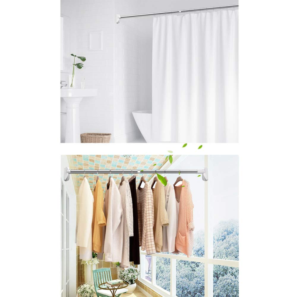 Verstellbare Edelstahl-Teleskopstange, für Zuhause, Balkon, Trockenstange, Kleiderschrank, Kleiderbügel, Badezimmer, Duschvorhangstange, Handtuchhalter, Wohnzimmer, Schattenvorhangstange, weiß,