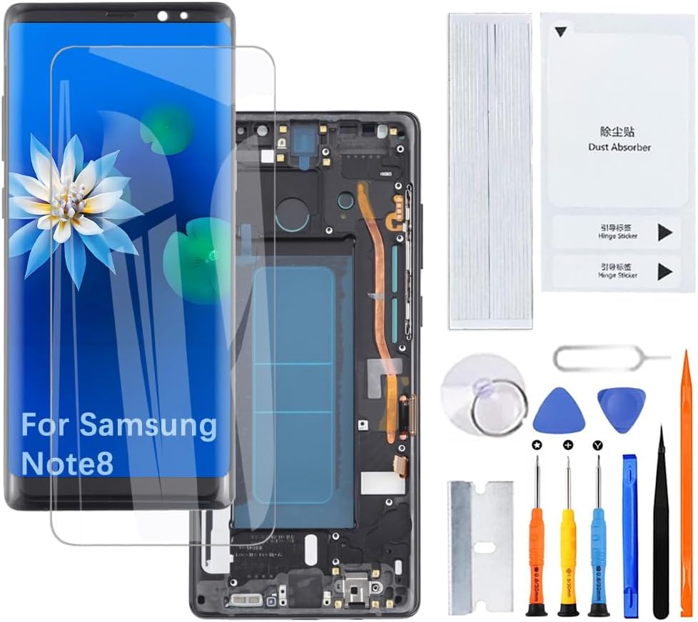 Display Screen for Samsung Galaxy Note8 TFT N950F N950U N9500 LCD Screen Replacement Assembly Kit(Black with Frame,Not Curved Screen)