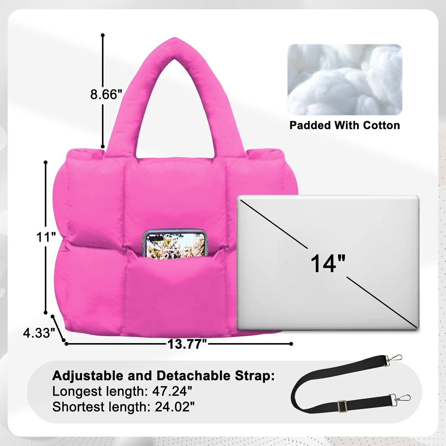 Puffer Einkaufstasche Extra große Luxus-Taschen für Frauen Puffy Shoulder Quilte