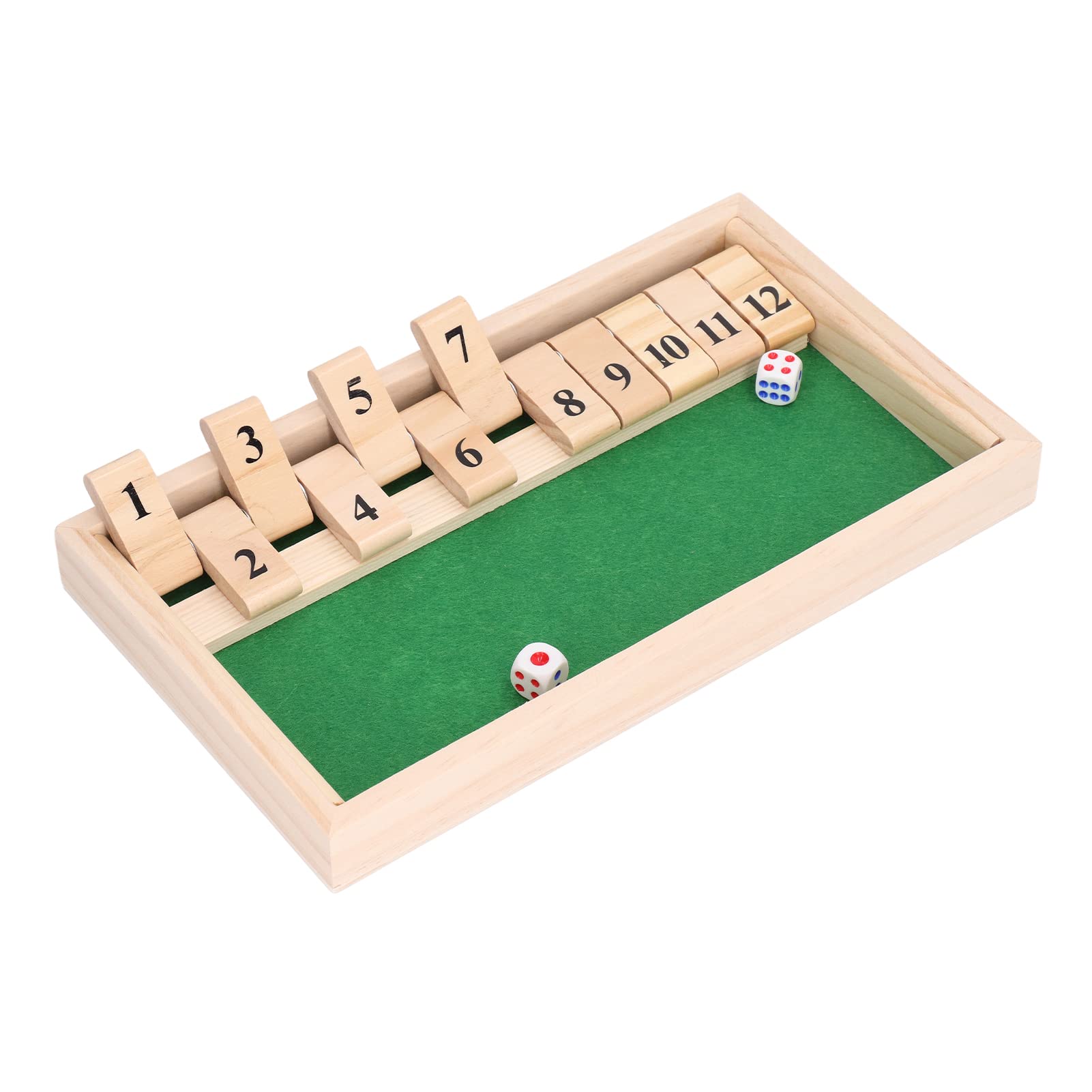 UPALDHOU Shut The Box Dice Game Versatile Design, Exquisite Craftsmanship, Entertaining Gameplay, Premium Material, More Combinations, 12 Numbers Flip Tiles Toy, Family Wooden Board Table