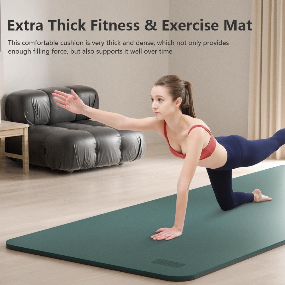 Esterilla de yoga ancha de 80 cm, antideslizante, extragruesa, de 1/3 pulgadas, material TPE, de alta resistencia (72 pulgadas de largo x 32 pulgadas de ancho) con correa de transporte para mujeres