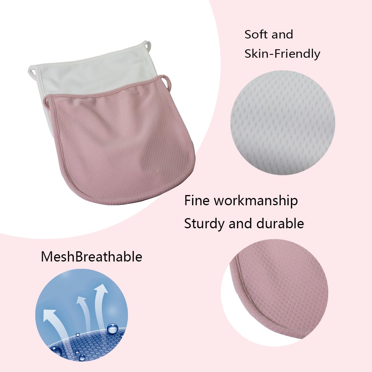 Tracheostomy Supplies Neck Cover Adjustable Breathable Trach Stoma Protector, Shower Cover Tube Holder for Post-Surgery Recovery Care Accesorios (White + Pink)