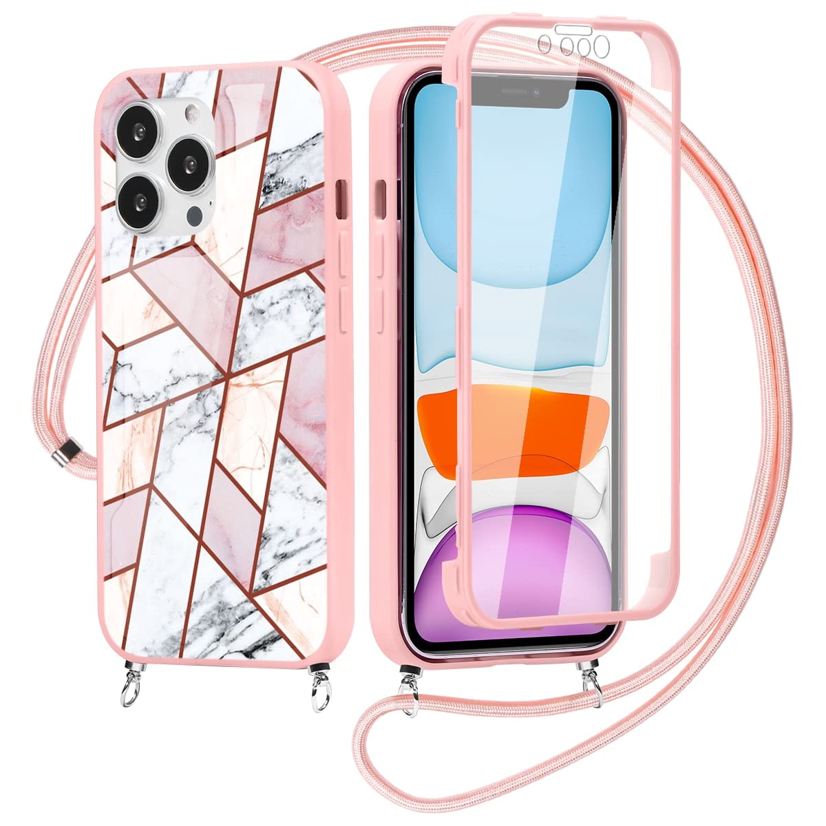 2 Custodie Yoedge Per IPhone XR | Rosa E Bianco Effetto Marmo | Silicone Morbido Antiurto TPU - 3