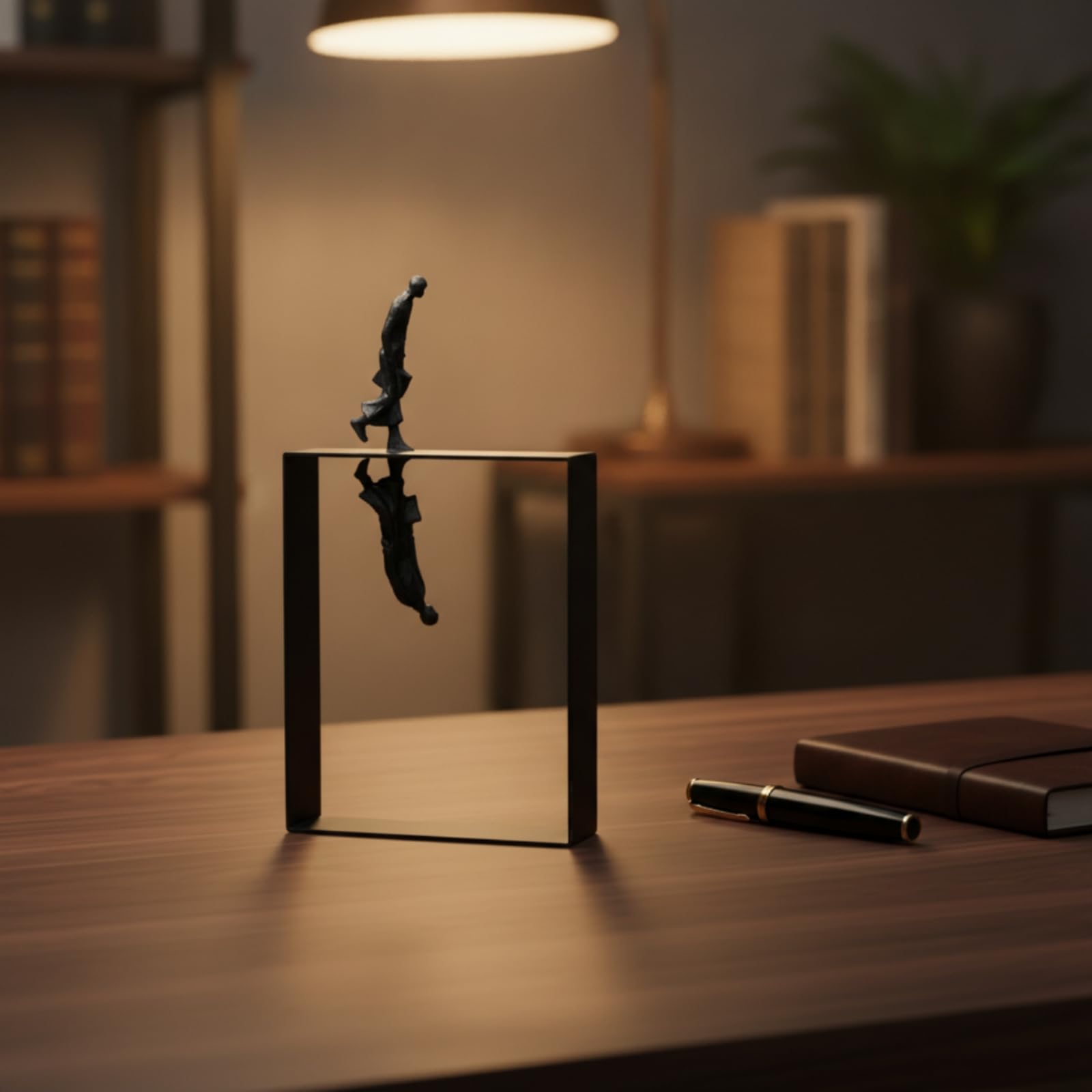 Scultura Figura Statua Soprammobile Decorazione Contemporanea Metallo Struttura Rettangolare Lega di Zinco Superficie Adatta per Librerie Mensole Tavolini