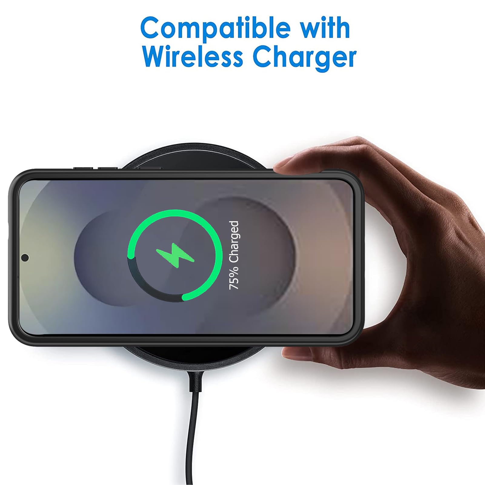 Custodia con batteria per Galaxy S25, 10000 mAh, ad alta capacità, ricaricabile, portatile, protettiva e estesa, compatibile con Galaxy S25 (6,2 pollici), custodia di ricarica wireless con pellicola
