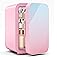 CROWNFUL Mini Fridge, 4 Liter/6 Can Portable Cooler and Warmer Personal Refrigerator for Skin Care, Cosmetics, Beverage,