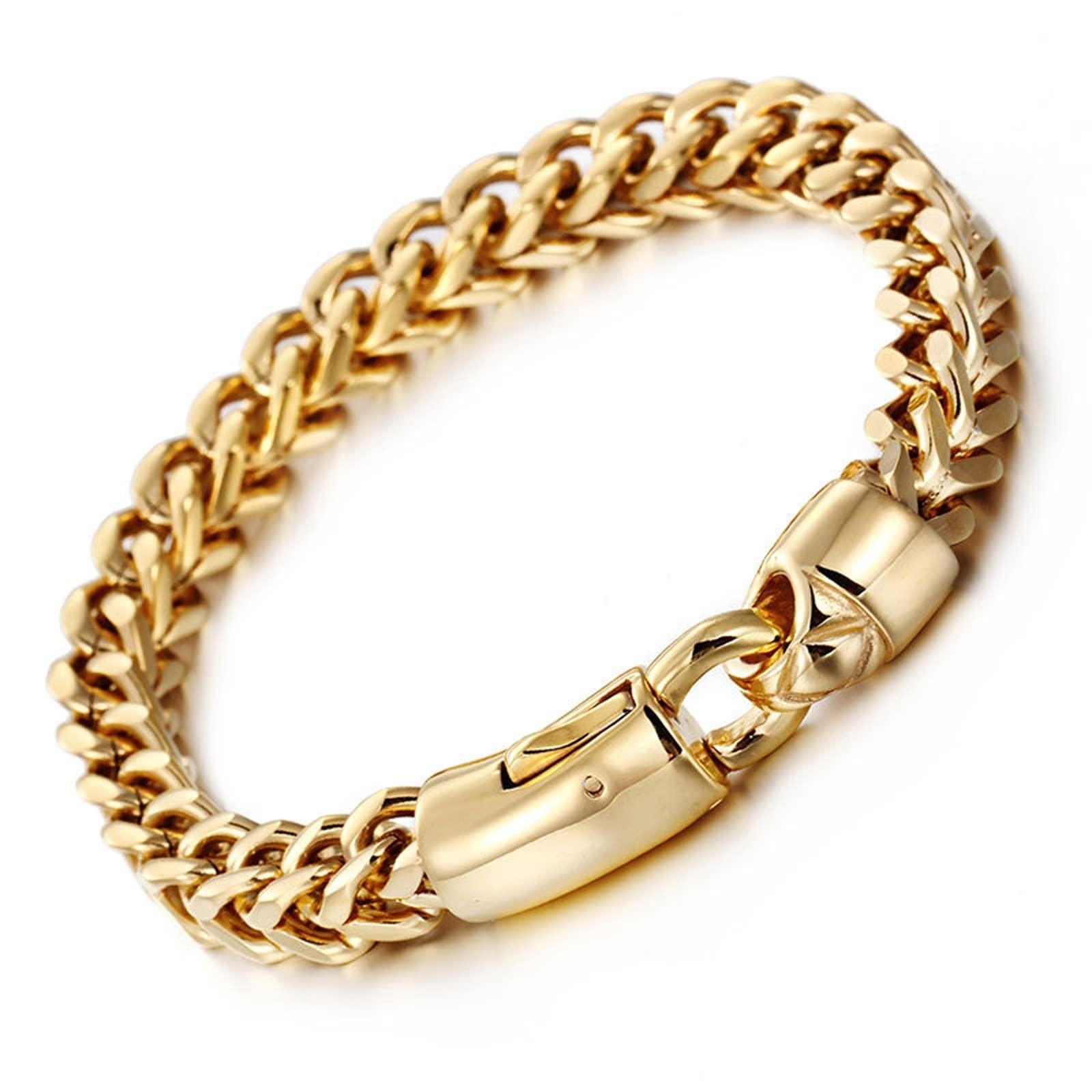 Pulseras para hombre de plata, pulseras de cadena simple y elegante pulsera de acero inoxidable para hombre, 160x8mm, Sin piedras preciosas