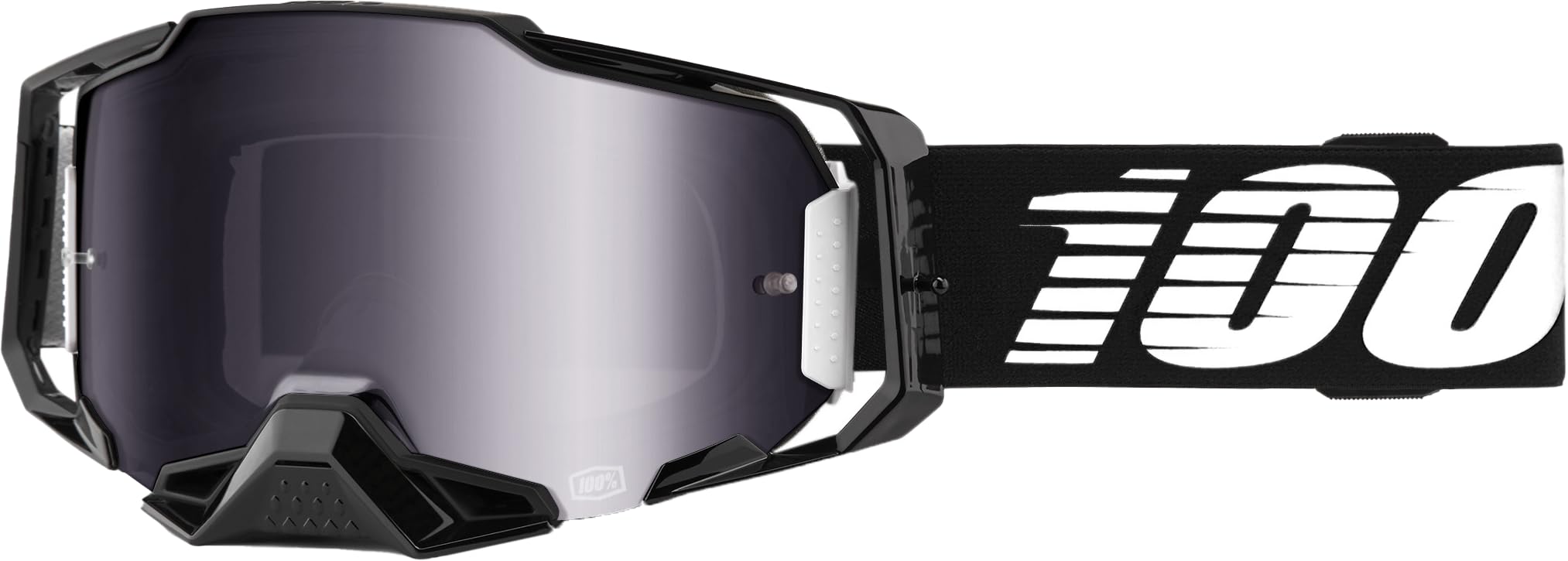 100% ARMEGA Goggle Motocross & Mountain Biking Goggles with Ultra HD Lens & Nose Guard (Black - Mirror Silver Flash)-image-46
