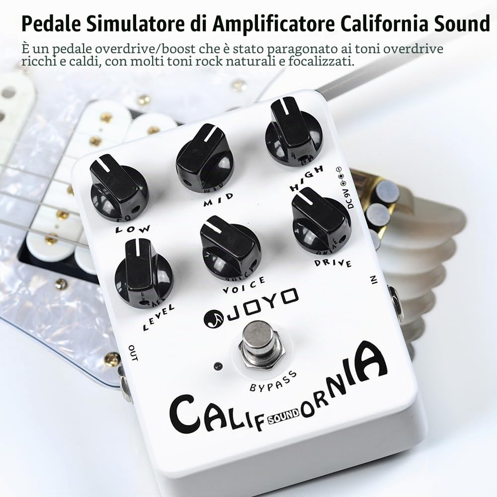 JOYO Overdrive - Amplificatore a pedale distorsione, suono rock, da OD a Dist, per effetti chitarra elettrica, Bypass (California Sound JF-15)