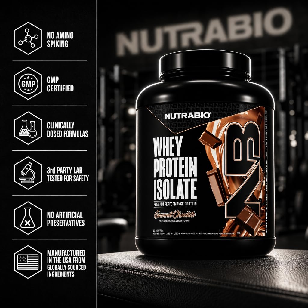 NutraBio 100% Whey Protein Isolate Protein Powder, 25g Protein with Complete Amino Acid Profile, Non-GMO, Soy & Gluten Free, Low Carb, Low Calorie Whey Protein Powder, Gourmet Chocolate, 50 Servings — Amazon image 4