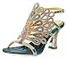 Honeystore Women's Rhinestone Peacock Handmade Wedding Sandals Blue 8 B(M) US