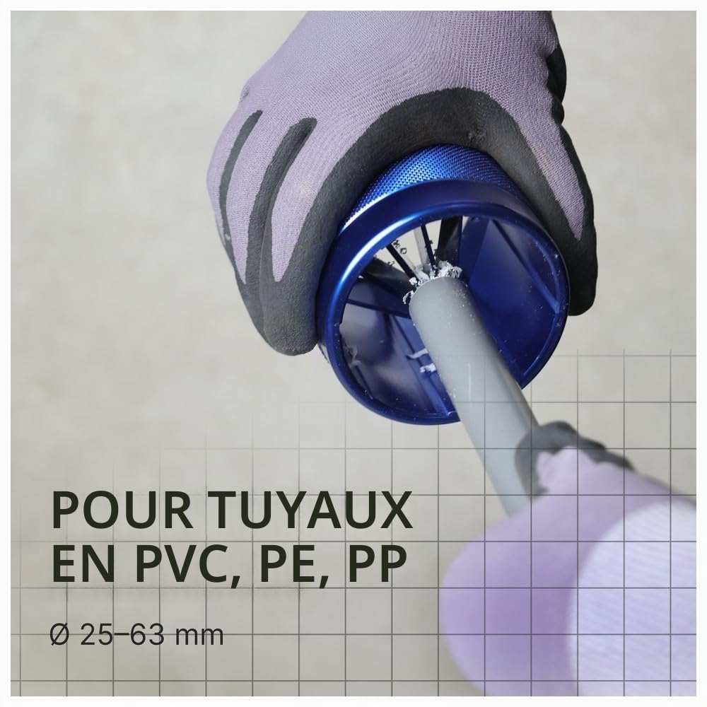 Dönges Ébavureur professionnel avec boîtier en aluminium pour tube en plastique de 25 à 63 mm | Ébavureur de tuyaux, ébavureur manuel, outil de déburring