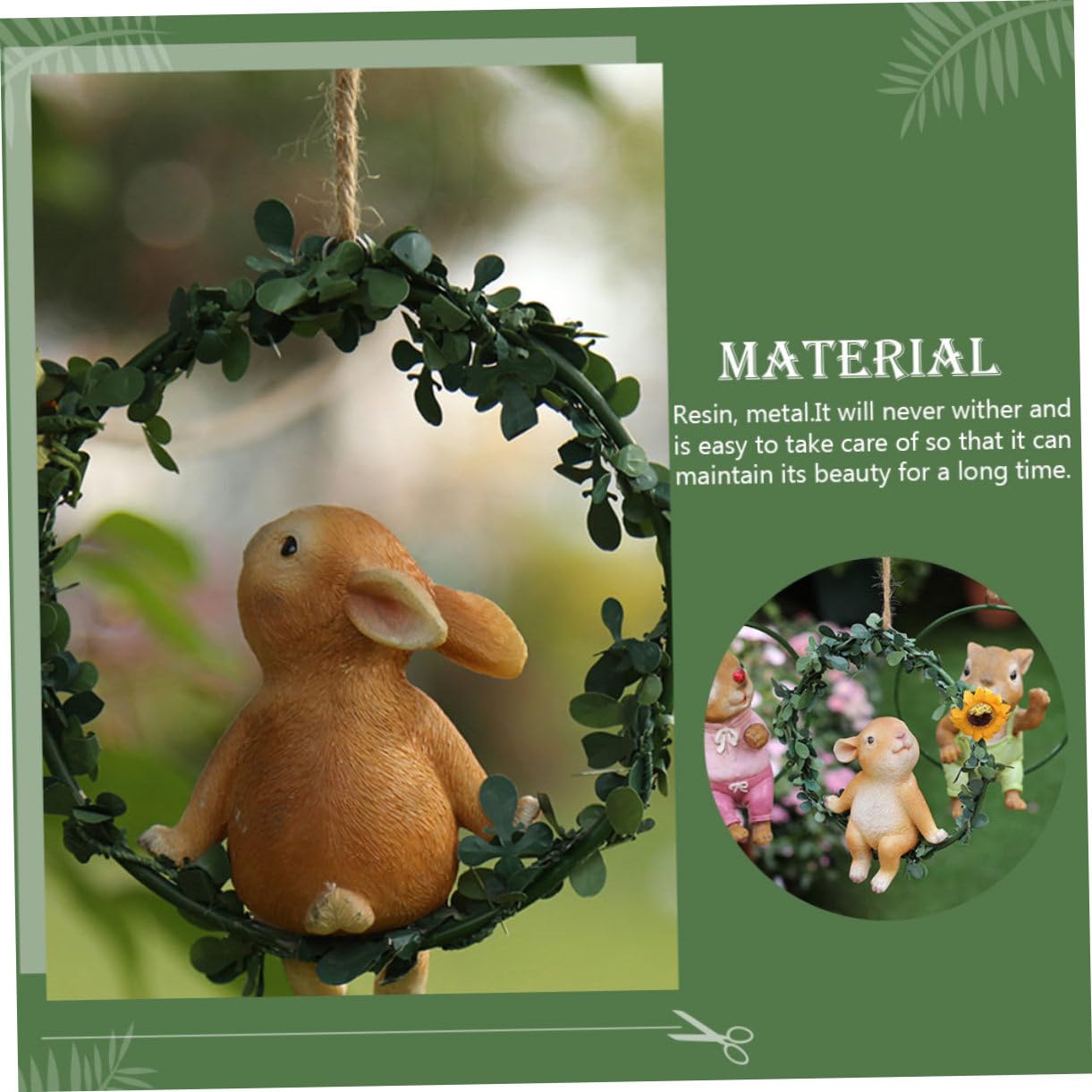 Toyvian 2 Pièces Ornement Lapin décor de Chambre de Lapin décor extérieur décorations d'arbres en Plein air de Plein air Peluche Figurines de Lapin de pâques Statue de Lapin Suspendu Métal