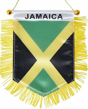 Jamaica Hanging Flag with Suction Cup Double Sided Mini 4x6 Inch Jamaican Banner Decorations for Car Home Wall Door Window
