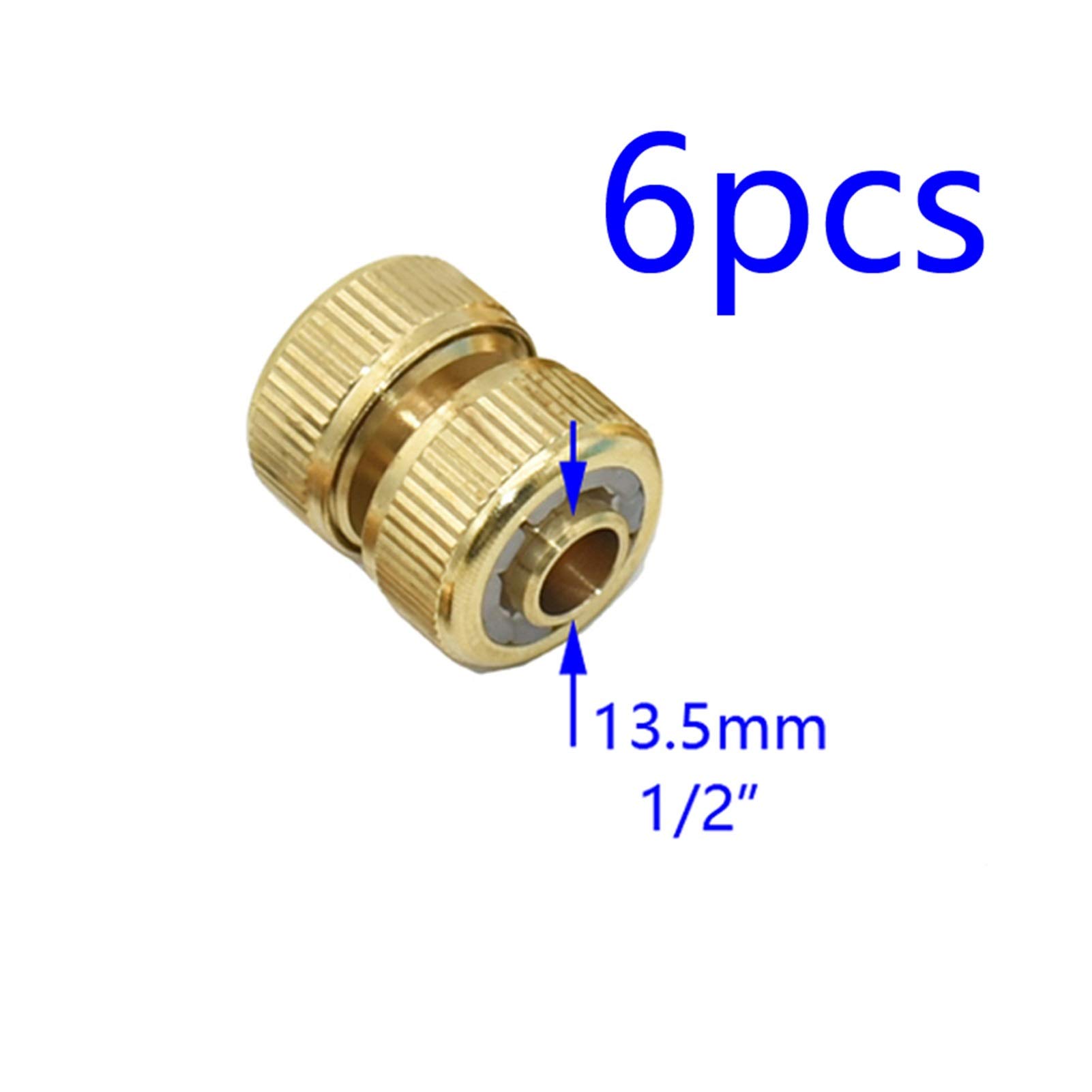 Conector de manguera de jardín Accesorios 6pcs 5/8 "1/2" 3/4 "Reparación de la manguera de latón de la manguera del conector rápido del conector de la extensión del conector de cobre con tuerca de blo