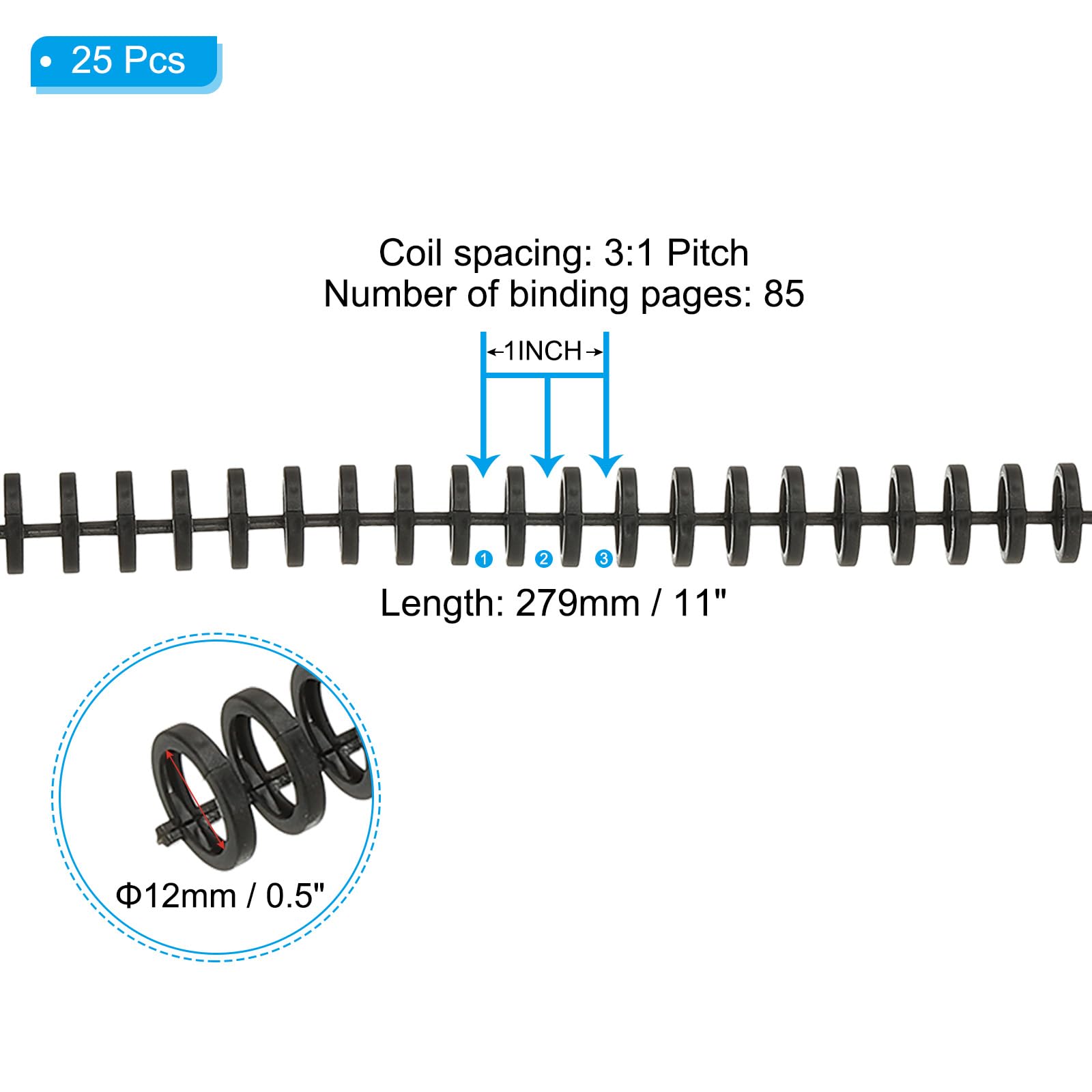 PATIKIL 12mm(1/2") Plastic Spiral Binding Coils - Image 2