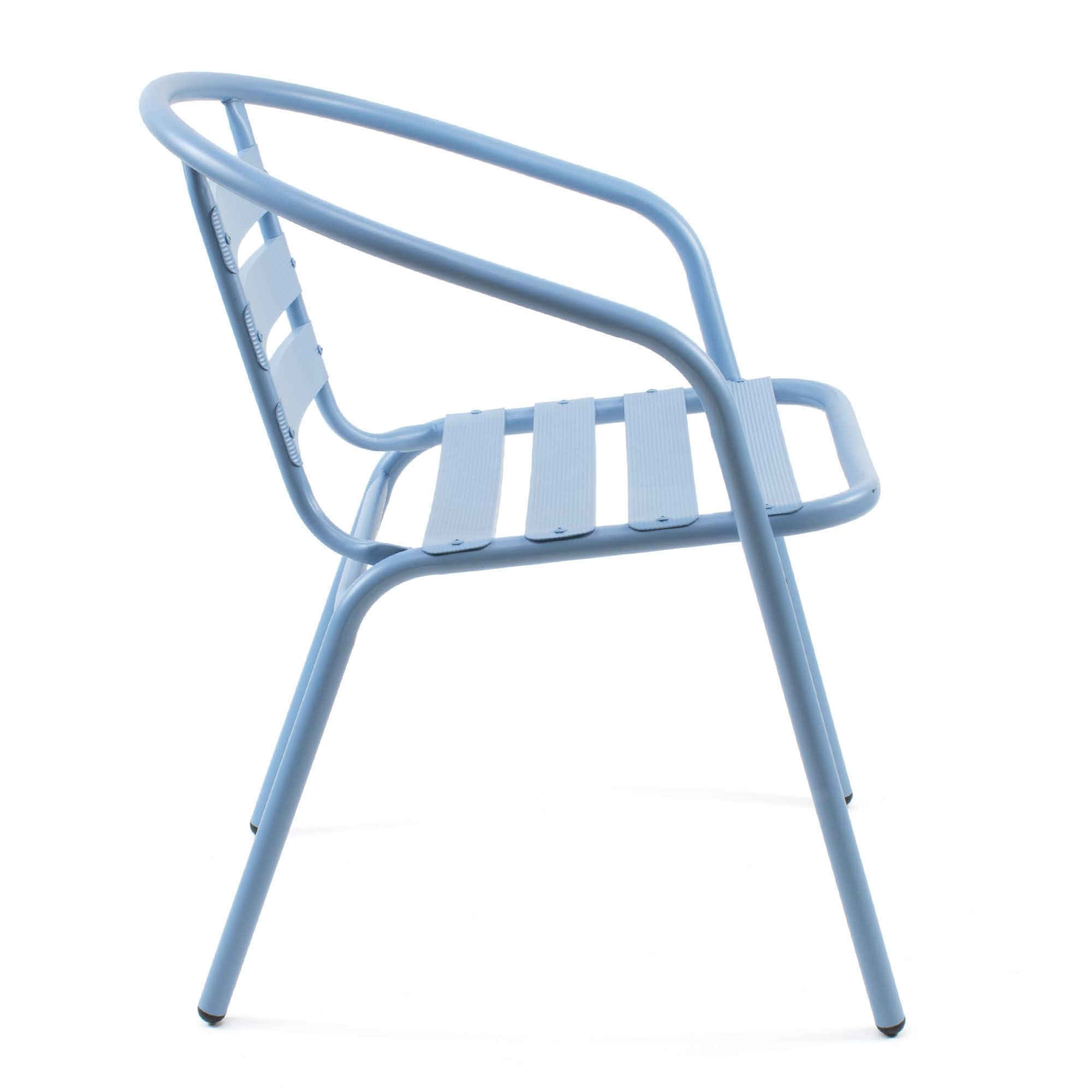 THE SECRET HOME - Pack de 2 Sillas de Aluminio con Reposabrazos para Jardín - Asiento de Exterior para Balcón, Terraza y Jardín (Modelo 1 - Azul)