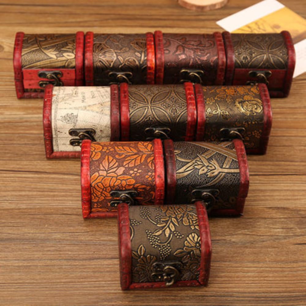 Scrigni Tesoro In Legno - 2 Pezzi Con Design Floreale Per Gioielli - Foto 4