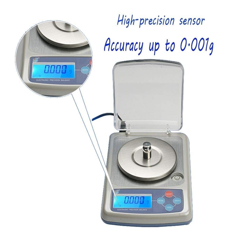 Báscula De Oro De 500 G/0,01 G para Joyería, Balanza De Laboratorio, Balanza De Cocina Digital De Precisión con Pantalla LCD.,White-50g/0.001g
