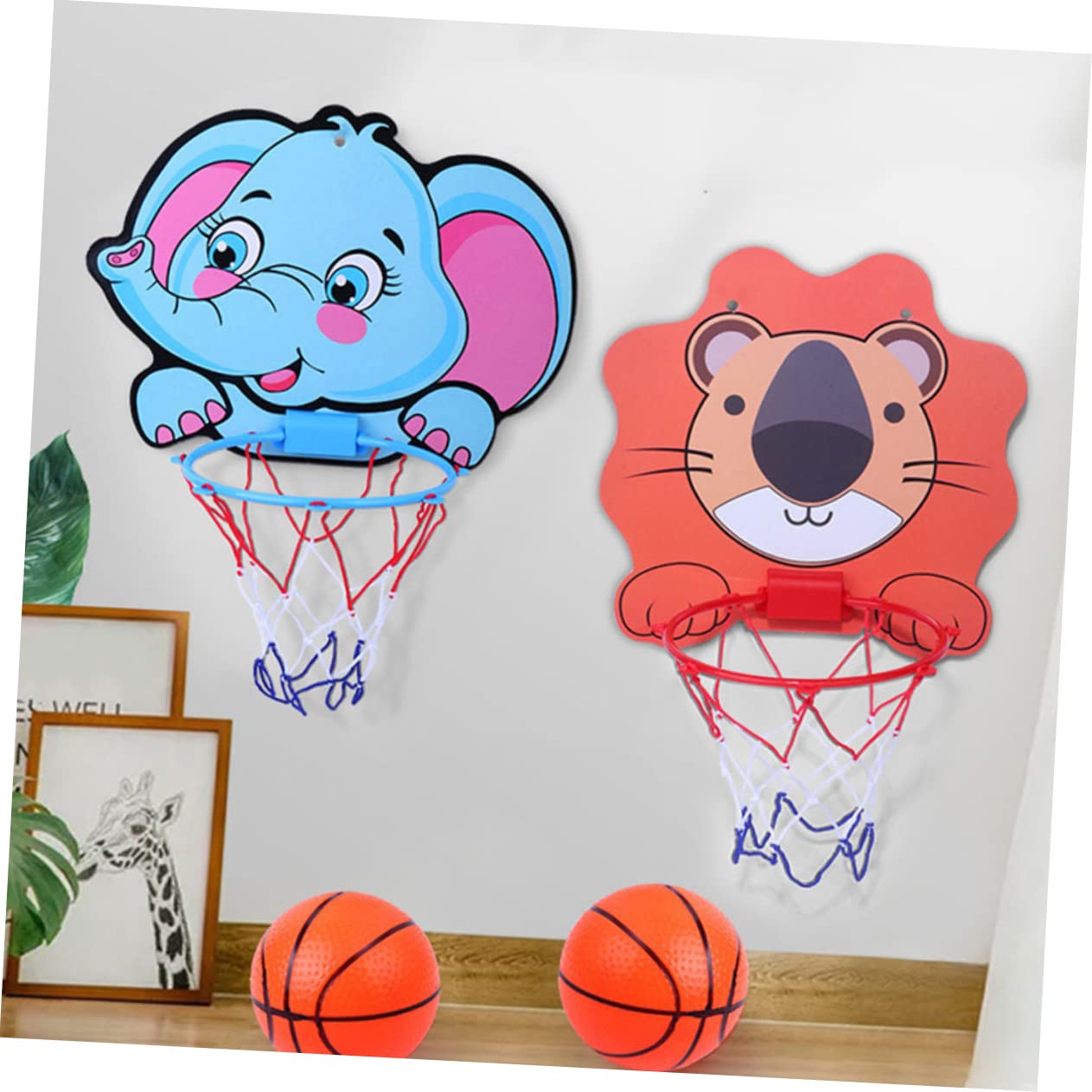 Ciieeo 2 Sets Cartoon Wall Basketball Frame Hanging Shooting Basket for Indoor Lightweight Easy to Install Basketball Plaything for Great Parent Activity