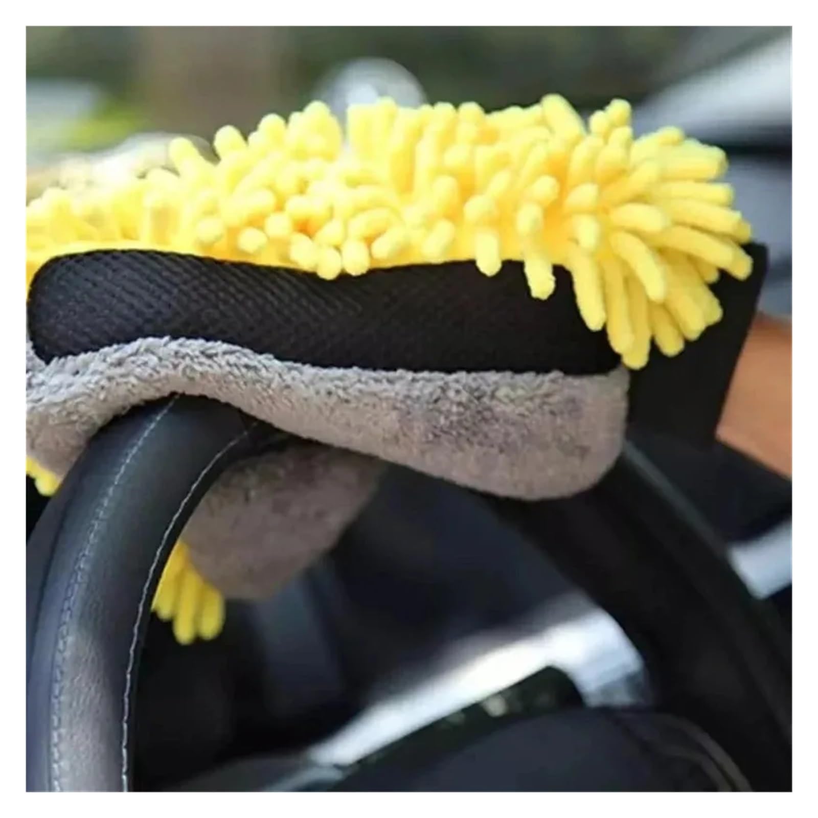 Generisch Autowaschhandschuhe, wasserdichter Mikrofaser-Chenille-Reinigungshandschuh, Detaillierungsbürste, Autopflege, doppelseitiger Handschuh(Blue,3pcs)
