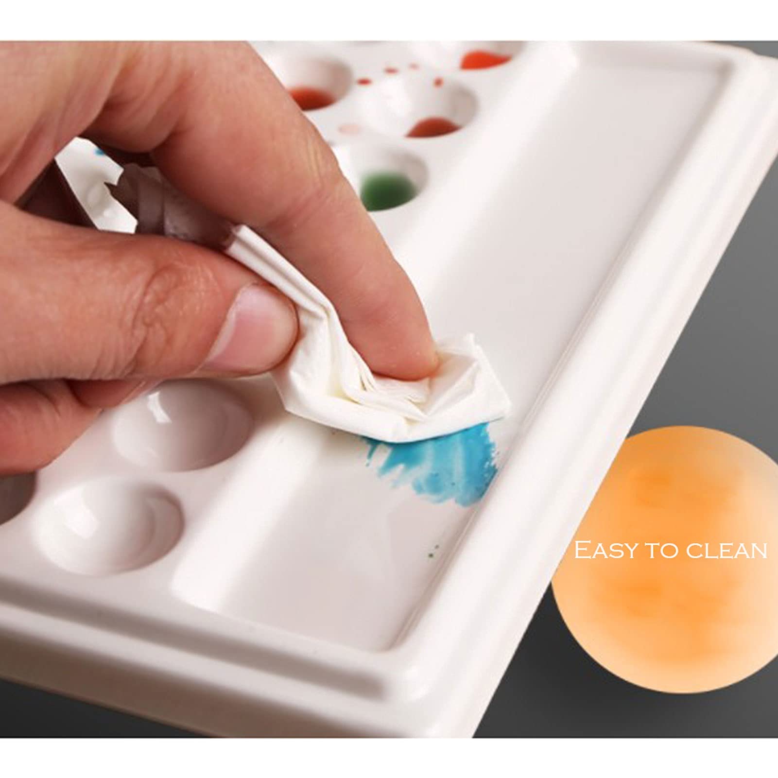 Paleta de cerámica para artistas, bandeja de mezcla de cerámica de acuarela y gouache, adecuada para pintura al óleo, acuarela, gouache, etc. (Bianco)