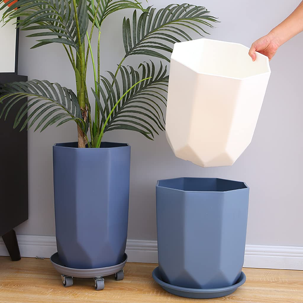 Vasi da Giardino Vasi da Fiori con Geometria del Diametro di 12 Pollici, Vaso Decorativo per fioriera in Resina, fioriere per Interni ed Esterni con Foro di Scarico e piattino