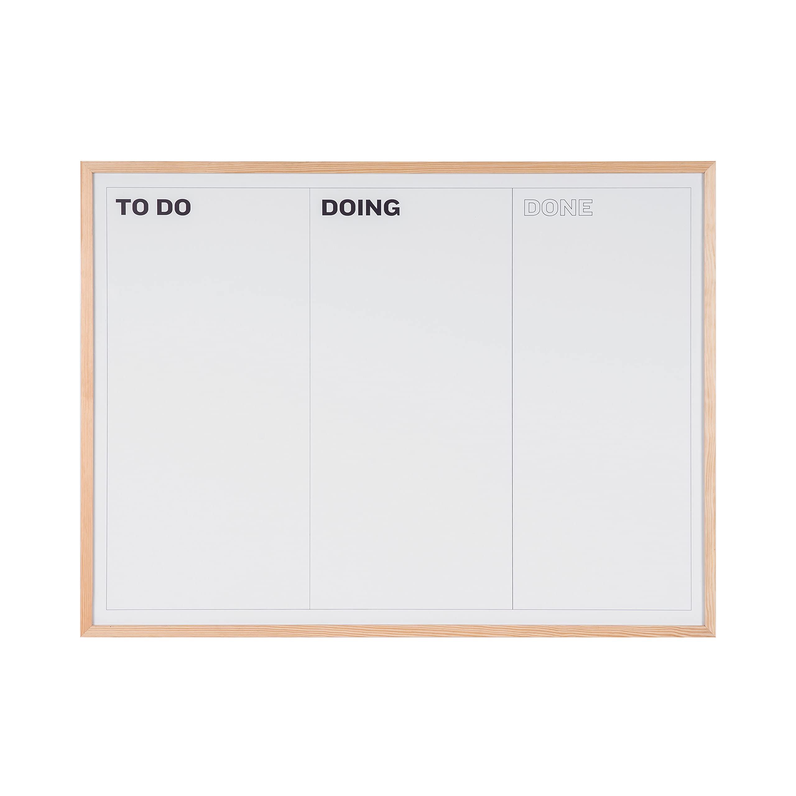 Bi-Office Tableau Planificateur KanBan, 120x90cm, Magnétique et Effaçable à Sec, Cadre en Pin
