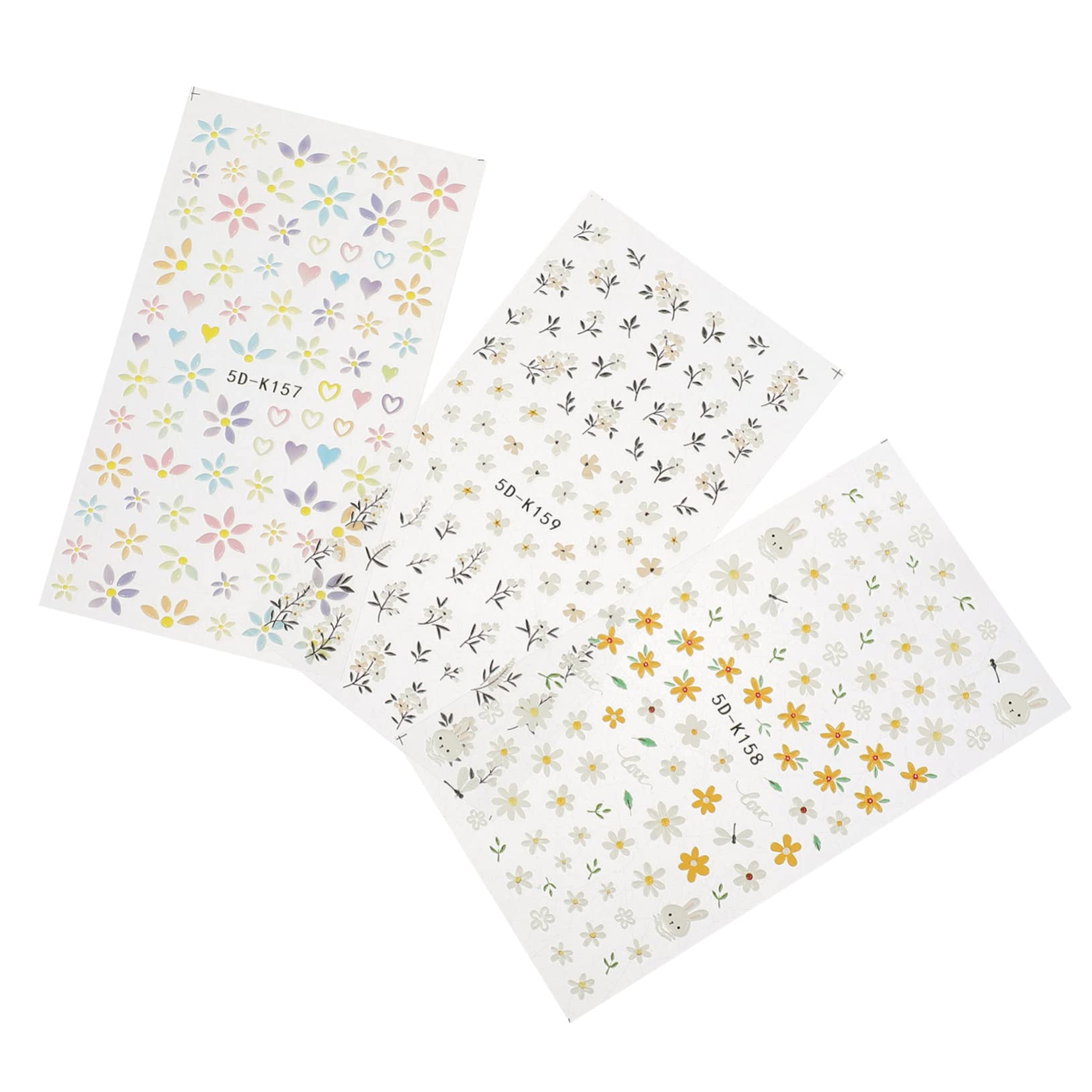 VALICLUD 4 Set Adesivi Per Chiodi in Rilievo 5d Unghia Con Se Stesso Manicure Etichetta Applique Decorazione Unghie Decalcomanie Per Adesivi Per Unghie Adesivo 3 Pezzi*4