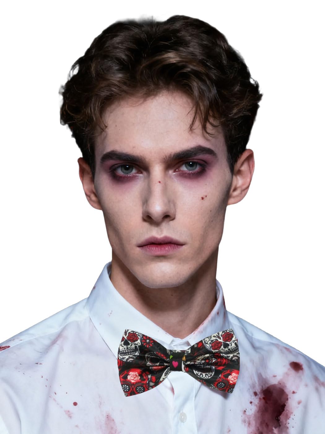 Kakaco Halloween Bow Tie and Suspenders for Men Skull Skellington Blood Costume Accessories