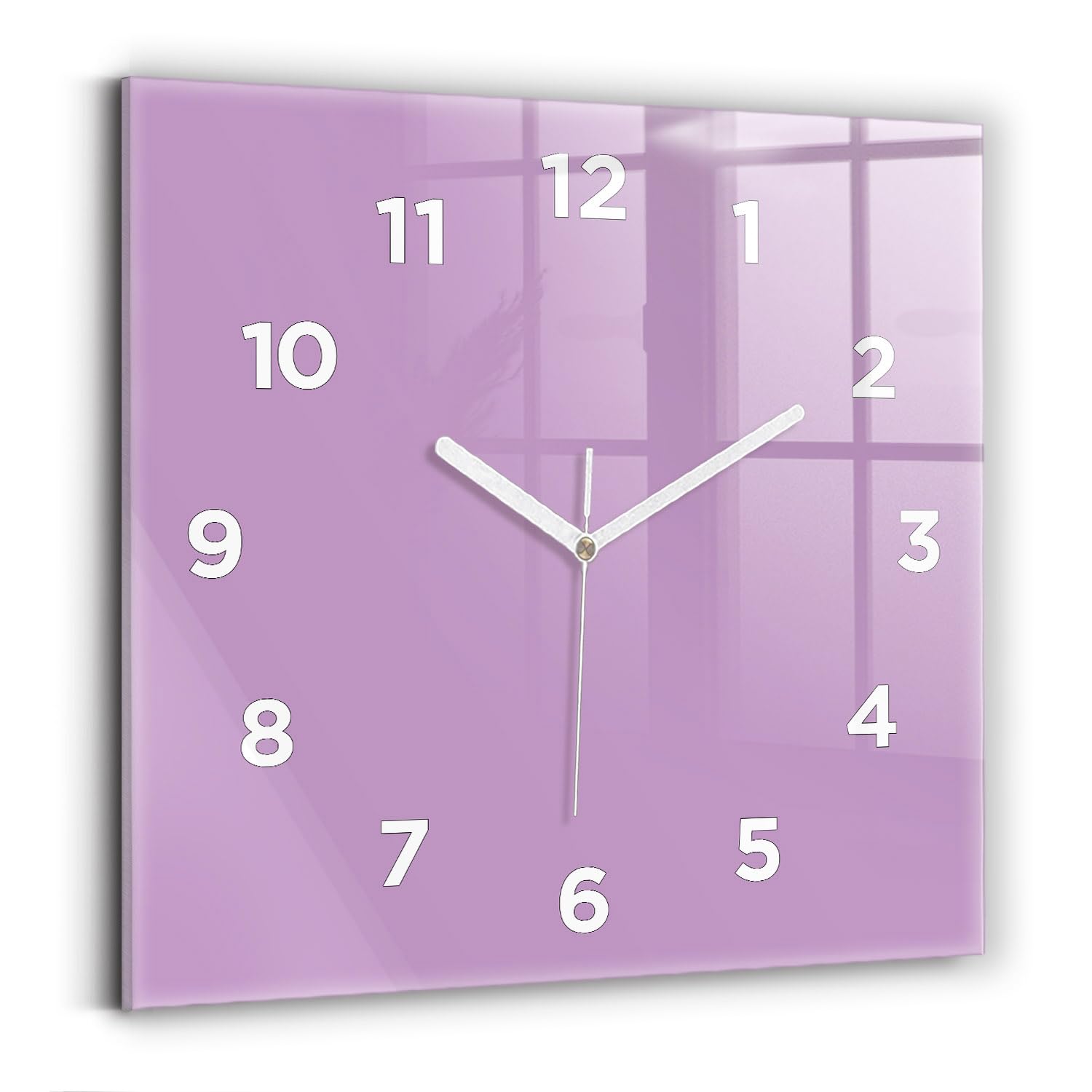 Horloge analogique carrée 30x30 cm Wallfluent moderne silencieuse couleur lilas