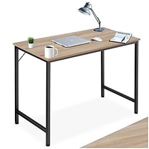 TecTake® Mesa Escritorio de Madera con Estructura Resistente, Mesa de Ordenador para Oficina, Diseño Industrial, Mesa de Escritorio Moderna - 50 x 100 x 75,5 cm Madera Industrial Clara, Roble Sonoma