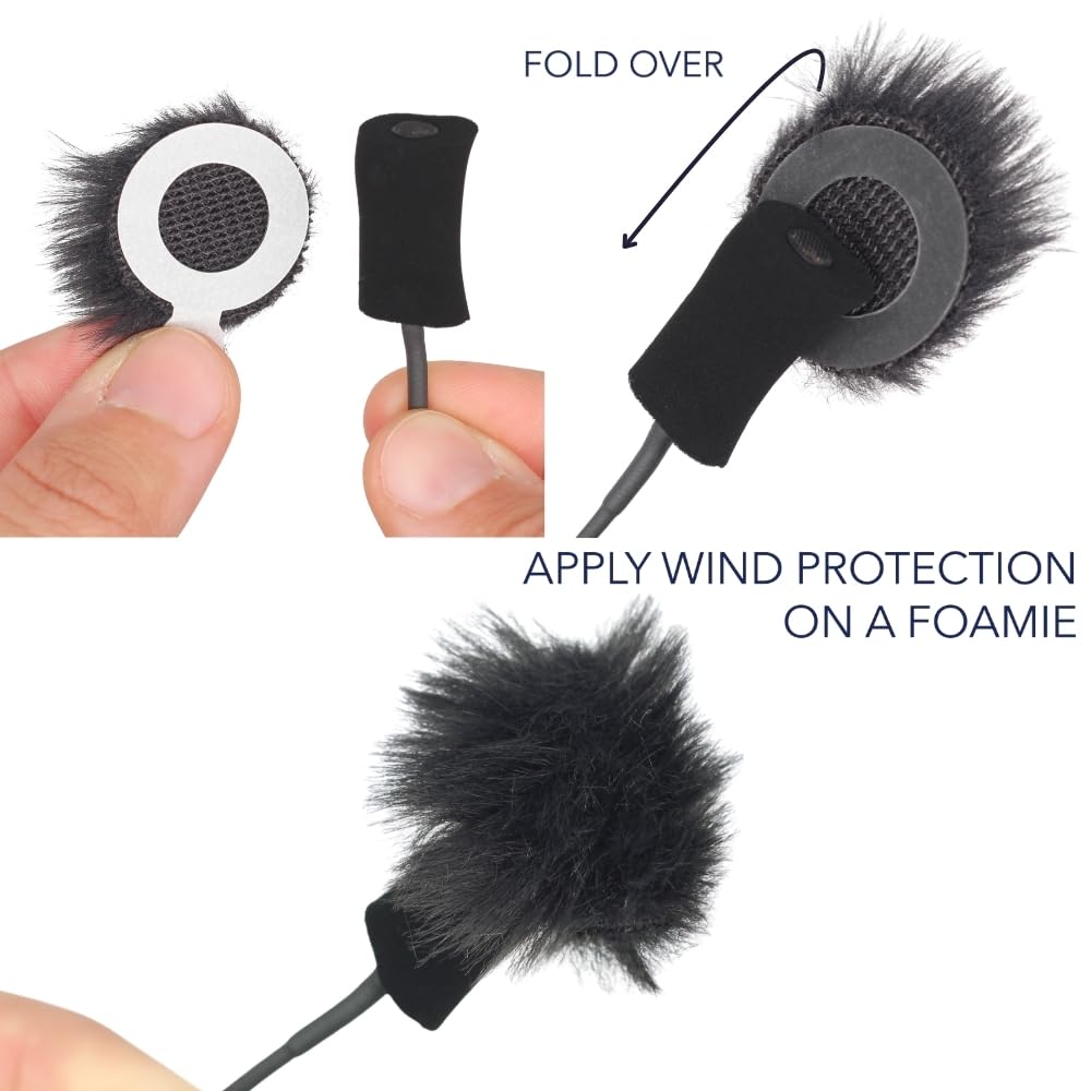 URSA Fur Circles - Mini Windshields for Lavalier/Lapel Microphones. Reduce Wind Noise & Clothing Rustle. (100x Circles, Black)