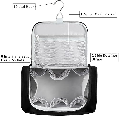 Miniatura 5 de Day Of The Dead Skull Pattern Toiletry Bag for Women Travel Makeup Organizer with Hanging Hook Traveling Cosmetic Bags for Toiletries Accessories