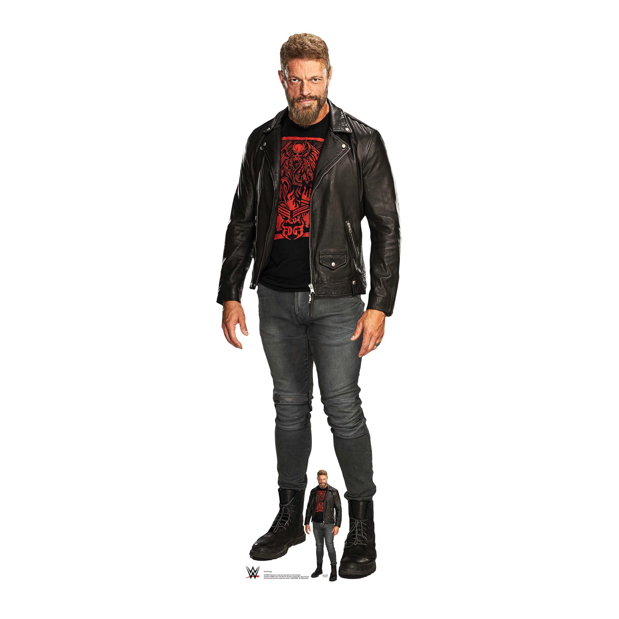SC4156 Edge Black Outfit WWE Lifesize Cardboard Cutout With Mini Professional Wrestling Champion