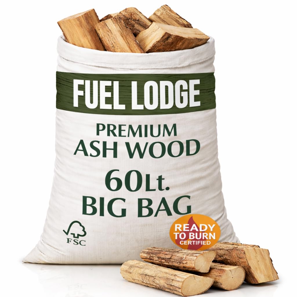 Fuel Lodge Kiln Dried Ash Firewood Logs 60L - FSC Certified Ready to Burn Hardwood, Low Moisture Under 20%, Long Burning Logs for Wood Burner, Pizza Ovens, BBQ & Chiminea