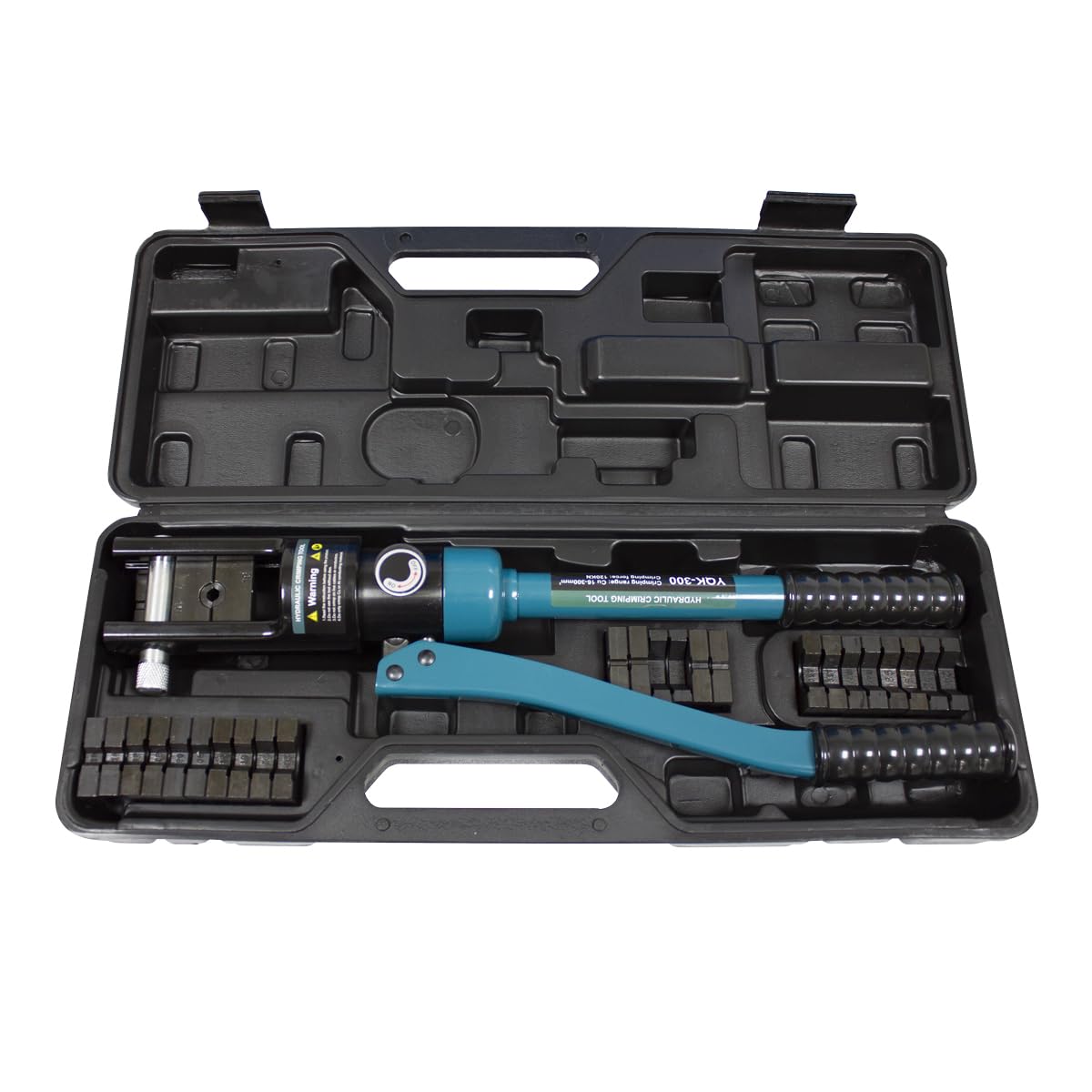 Prensa Terminales Hidraulico, 16-240 mm² Crimpadora Hidráulica para Terminales de Cable con 13 pares, Alicates Hidráulicos Crimpado, Herramienta de Prensa Hidráulica Azul