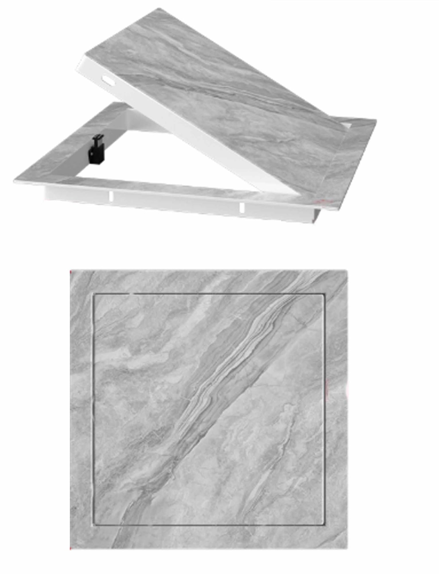 Trappe d'accès design grain de bois bouton-poussoir pour cloison sèche et loft