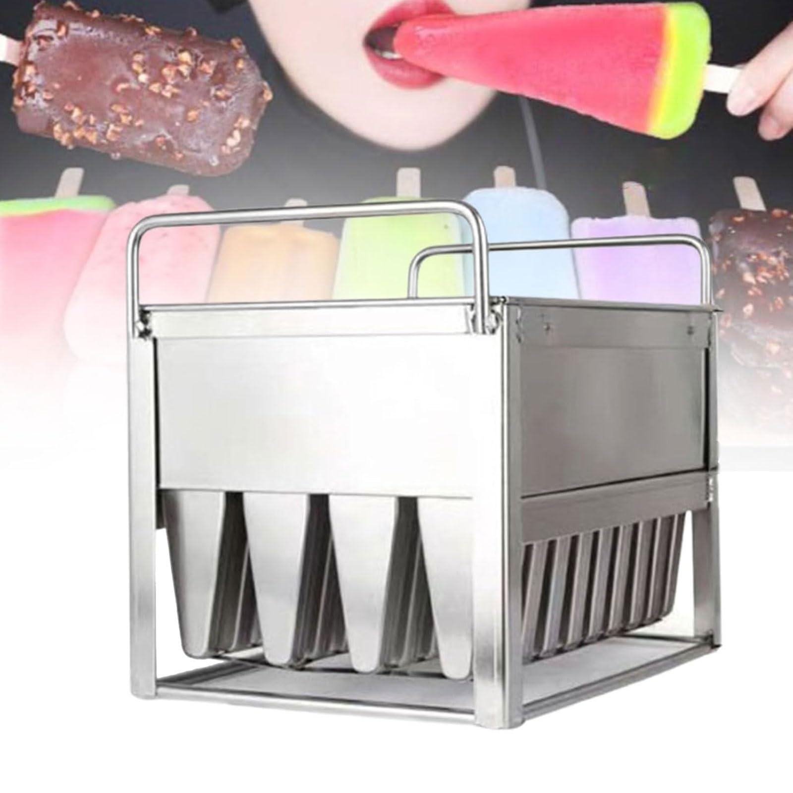 KJZQXYX Commercial Ice Cream Moulds Set,40 Reusable Ice Pop Maker Molds,Fast Freezing Ice Lolly Popsicle Maker Molds for Frozen Treats,Desserts (A)