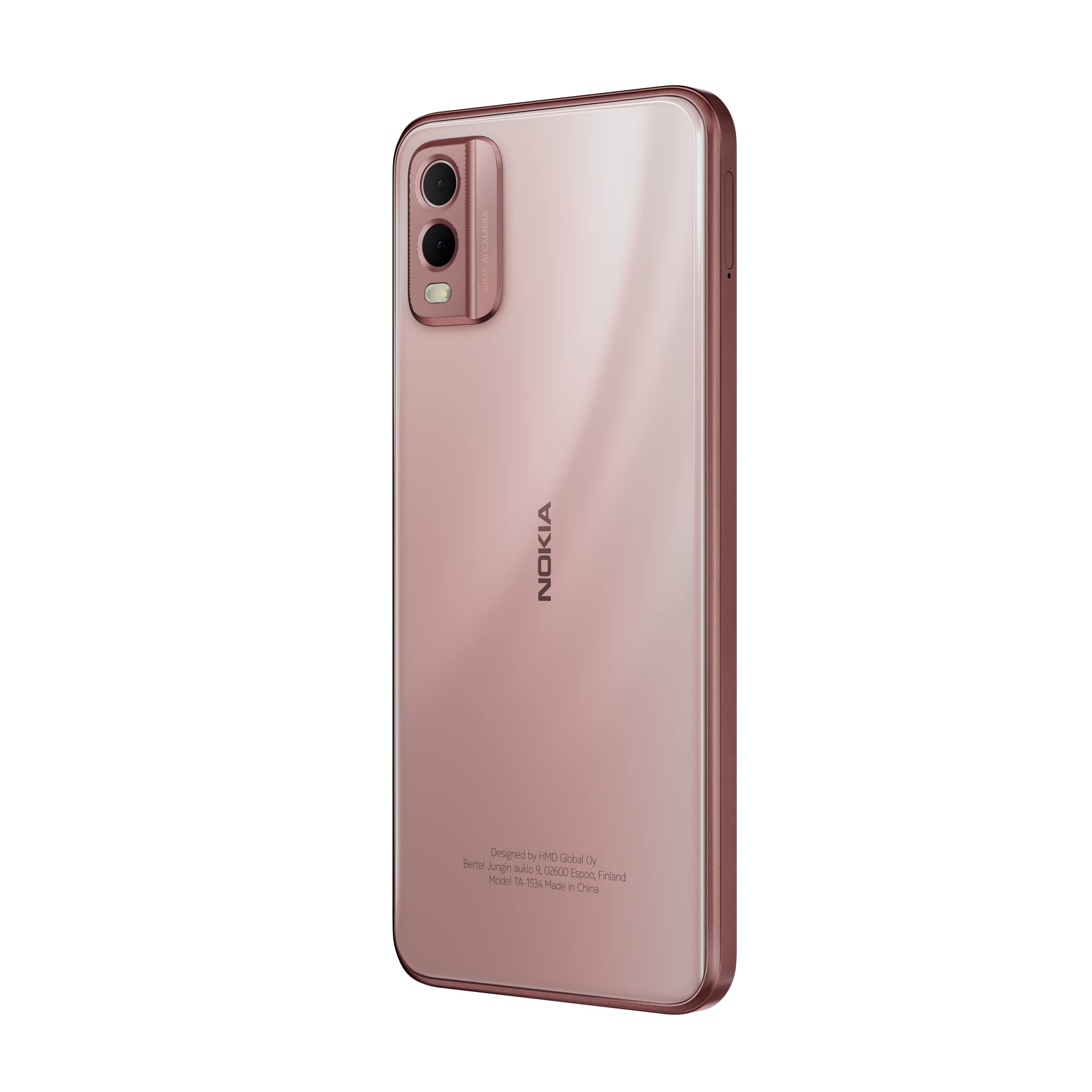 Nokia C32 Smartphone 4G 64GB, 4GB RAM, Dual Camera 50 Mp, Display HD+ da 6.52″, Android 13, Batteria da 5000 mAh, Dual Sim, Rosa, versione con cavo USB Type-C aggiuntivo