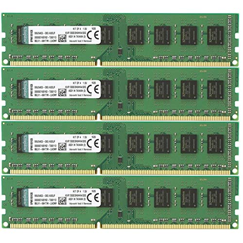 Kingston ValueRAM 32GB Kit (4x8GB) 1333MHz DDR3 Non-ECC CL9 DIMM STD Height 30mm Desktop Memory KVR1333D3N9HK4/32G