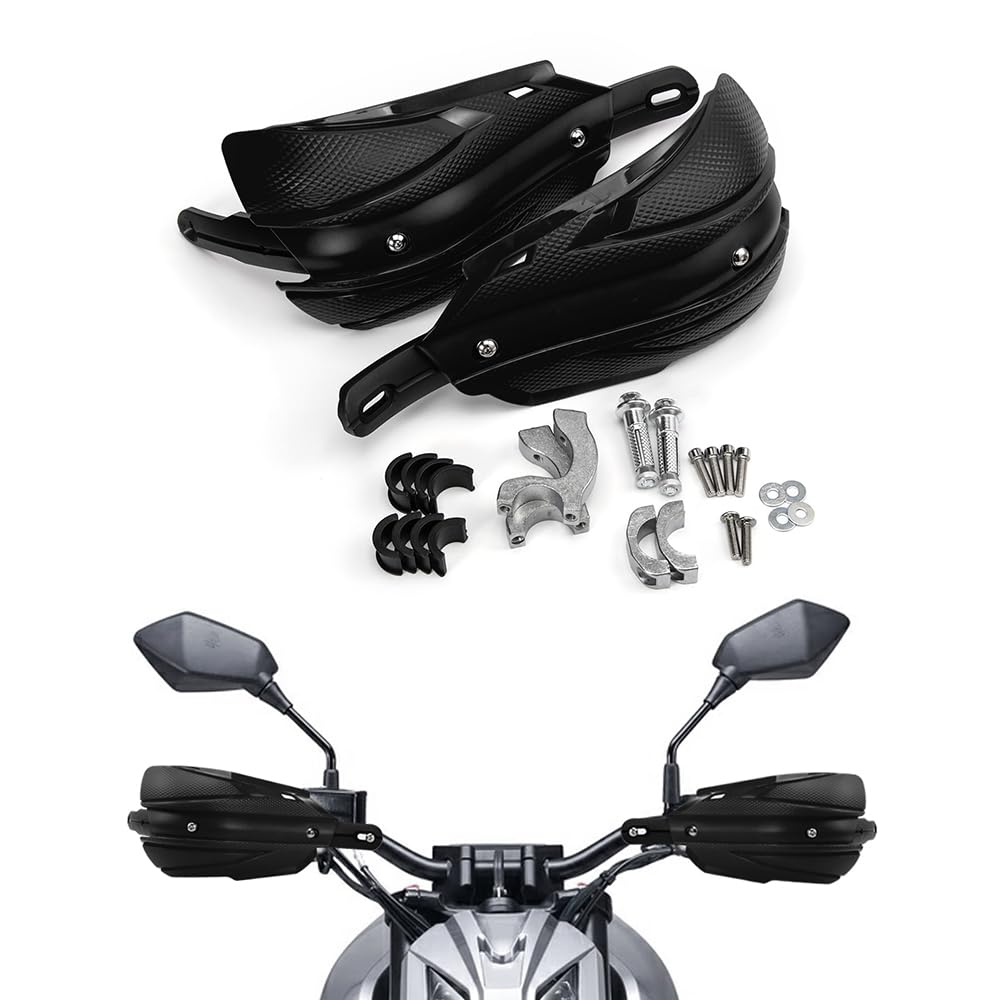 Protège-Mains Moto Universel, 7/8 in (22 mm) ~11/8 in (29 mm) Adapté Aux Motos Tout-terrain et Aux ATVS, Compatible avec Yamaha YZ250 YZ250F TW200 XT250 XR650L (Noir)