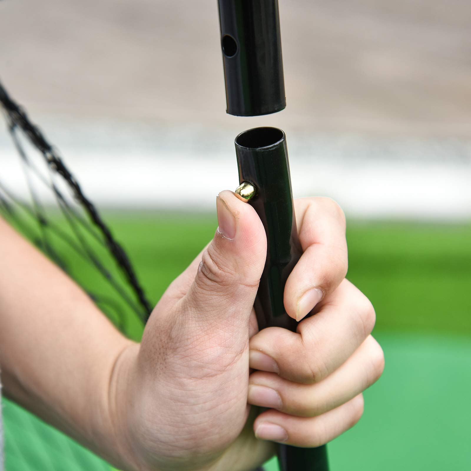HOMCOM Baseball Rebounder, Tragebar Softball Pitchback-Netz, Rückprallnetz mit Ziel Zone, verstellbarem Winkel Pitching Netz für Basebälle Softbälle, Metall, Schwarz