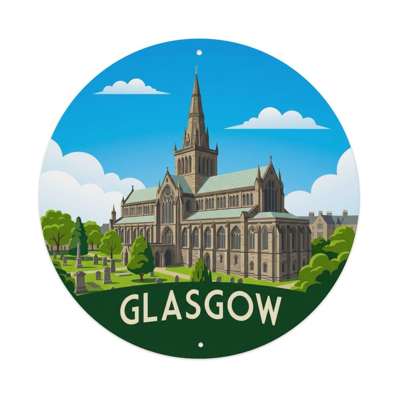 Metal Tin Sign Vintage Travel Scotland Glasgow