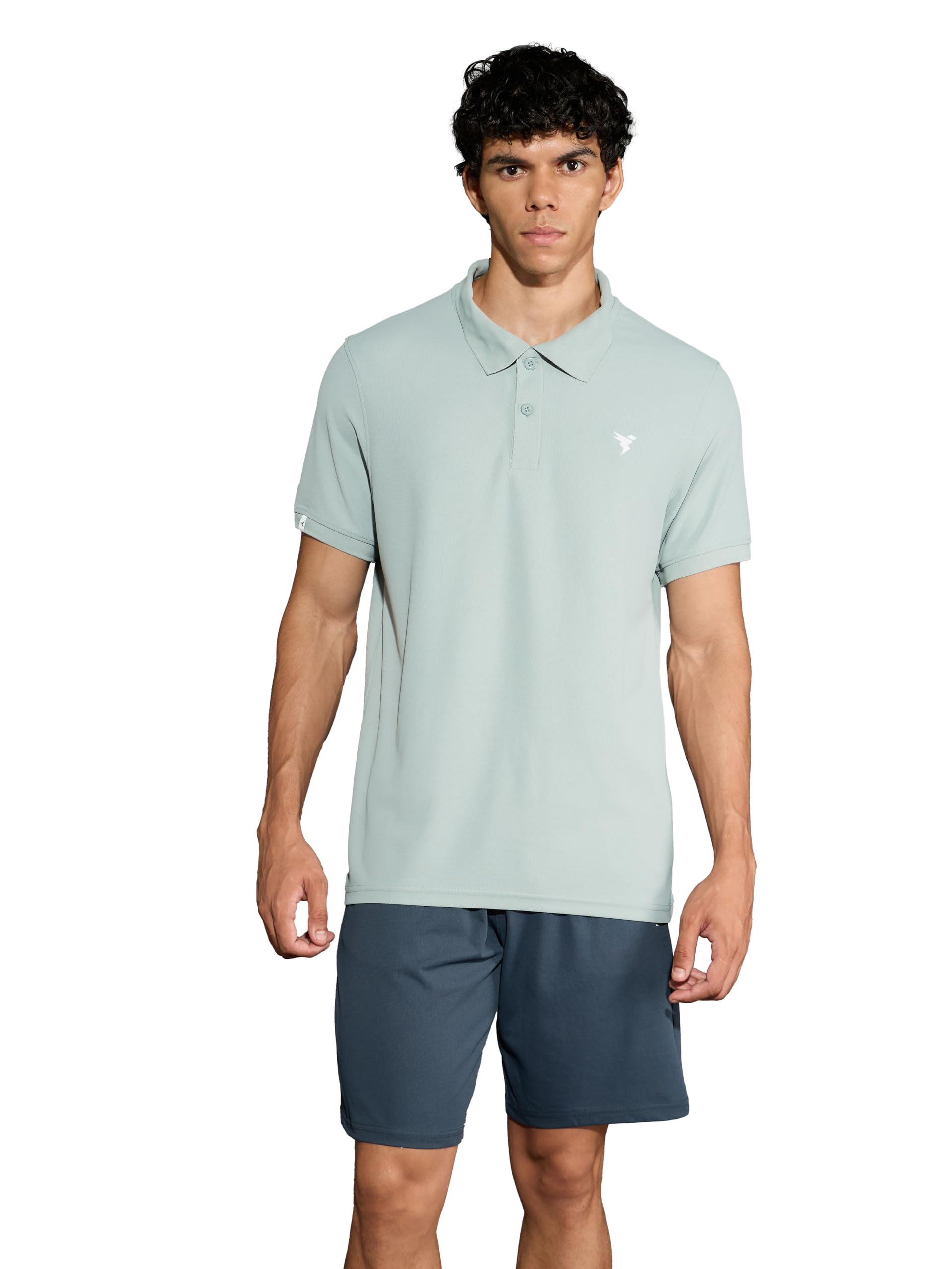 technosport Men's Solid Slim Fit Polo Collar T-Shirt MATPIQ Half Sleeve Button Polyester for Gym Running Workout UPF50+ Anti Odour-picture-33